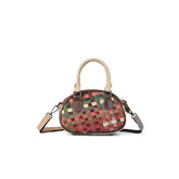 Woven Vegetable Tanned Leather Handbag gray front view
