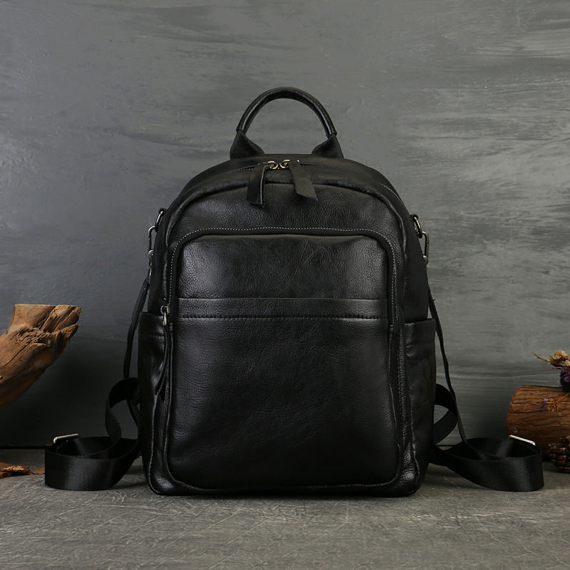 Made Vegetable Tanned Leather Backpack green lifestyle view