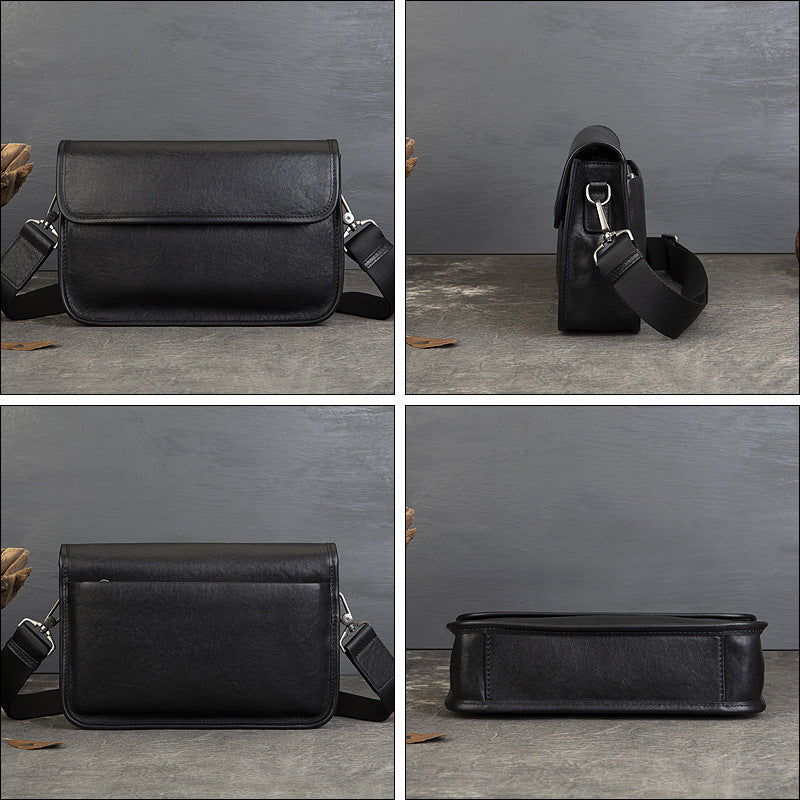 Business Vegetable Tanned Leather Crossbody Bag gray detail view