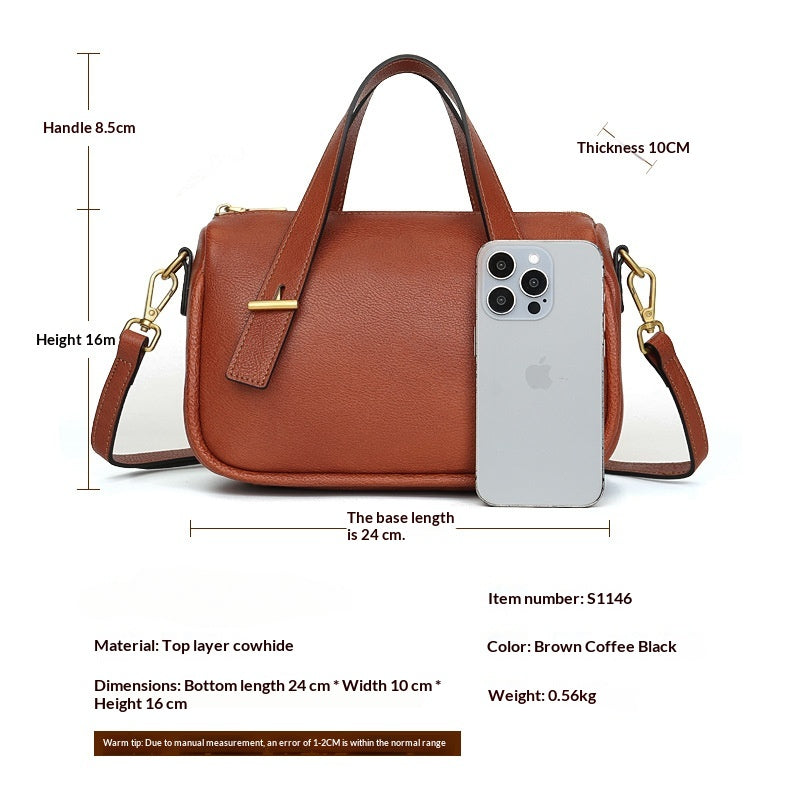 Compact Vegetable Tanned Leather Tote Bag tan interior view