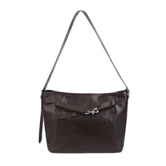 Retro Vegetable Tanned Leather Tote Bag brown front view