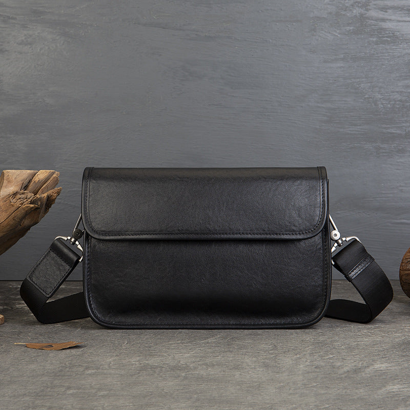 Business Vegetable Tanned Leather Crossbody Bag gray strap view