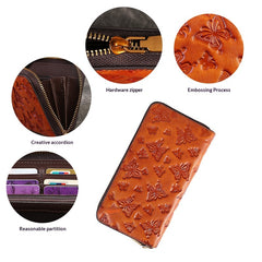 Butterfly Vegetable Tanned Leather Card Holder brown side view