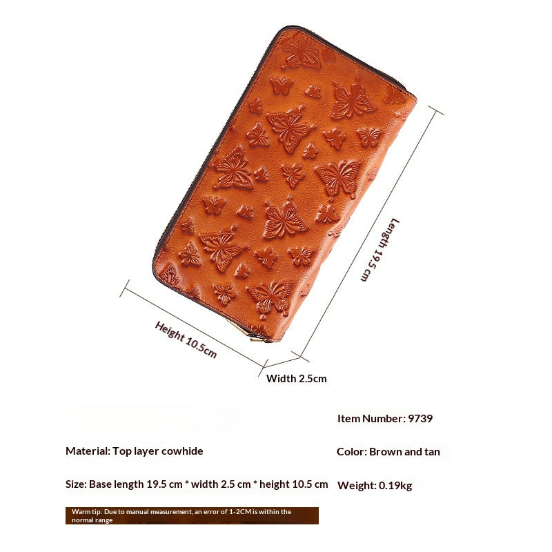 Butterfly Vegetable Tanned Leather Card Holder tan interior view