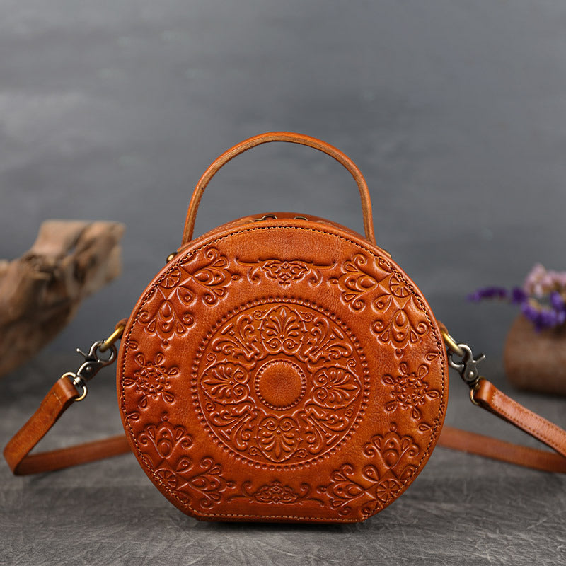 Small Vegetable Tanned Leather Crossbody Bag gray angled view