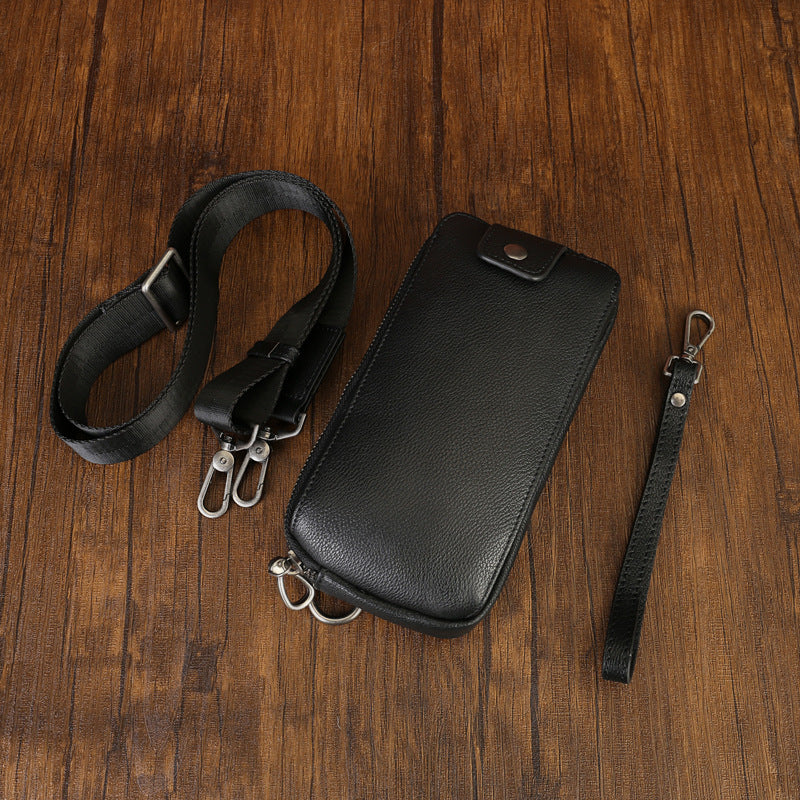 Casual Vegetable Tanned Leather Crossbody Bag brown side view