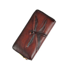Vintage Vegetable Tanned Leather Card Holder brown front view