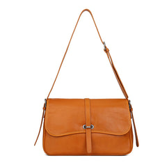 Apparel Vegetable Tanned Leather Crossbody Bag orange front view