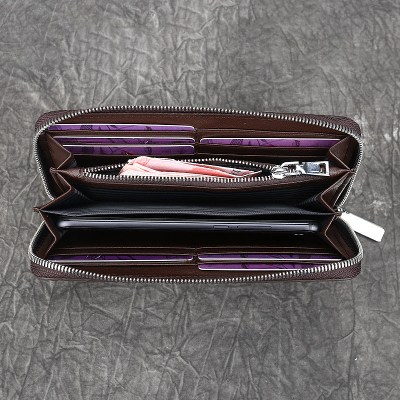 Made Vegetable Tanned Leather Card Holder gray interior view
