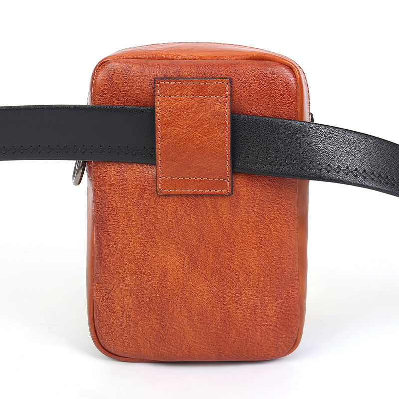 Phone Vegetable Tanned Leather Crossbody Bag tan detail view