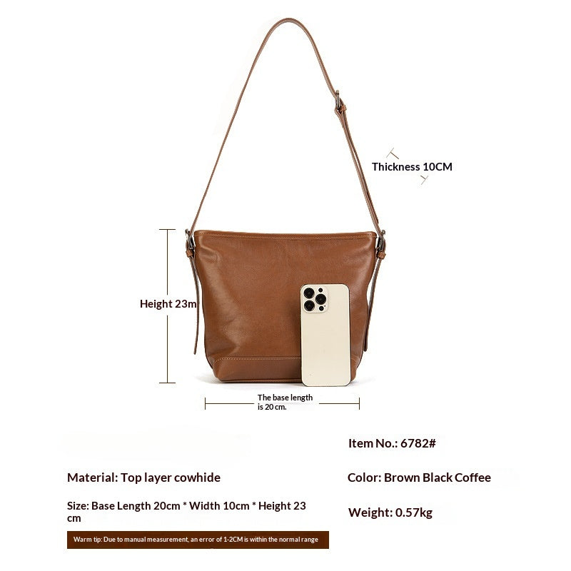 Casual Vegetable Tanned Leather Bucket Bag pink interior view