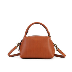 Large Capacity Vegetable Tanned Leather Crossbody Bag orange front view