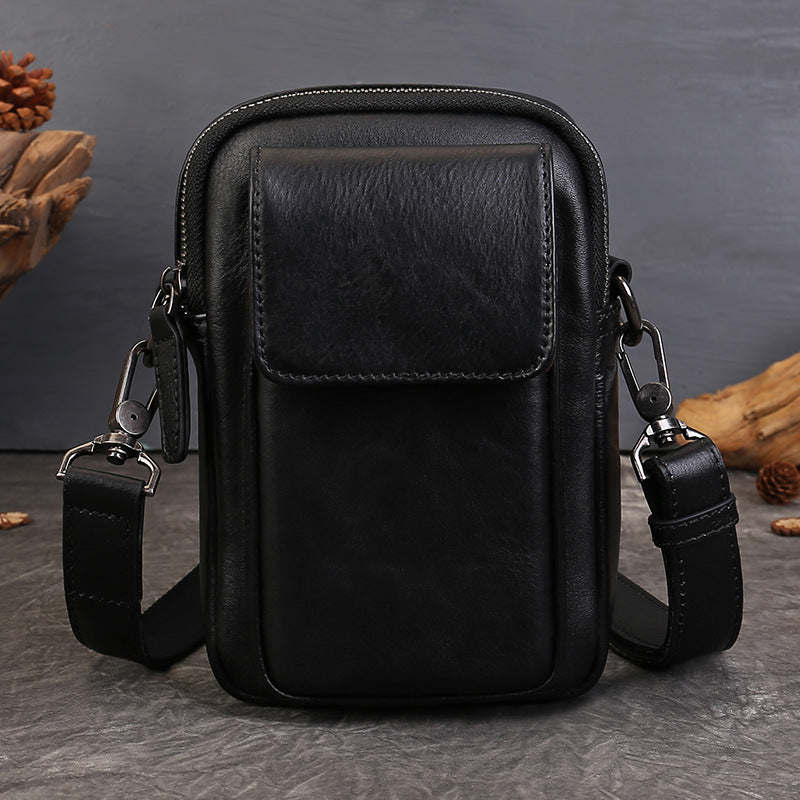 Phone Vegetable Tanned Leather Crossbody Bag green back view