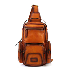 Soft Vegetable Tanned Leather Crossbody Bag brown front view