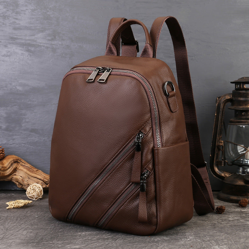 Suitable Vegetable Tanned Leather Backpack brown lifestyle view