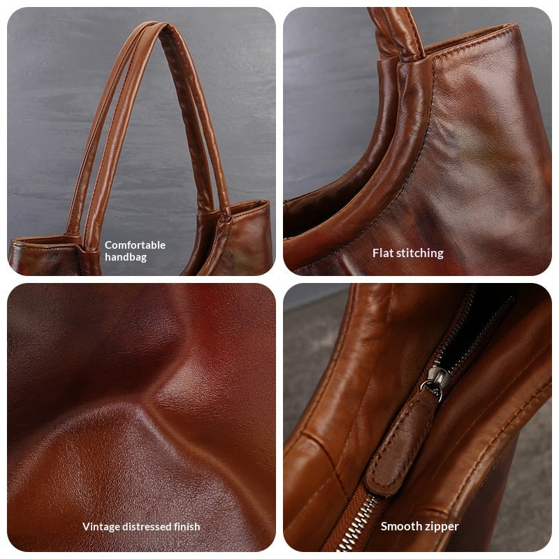 Handbags Vegetable Tanned Leather Tote Bag brown detail view