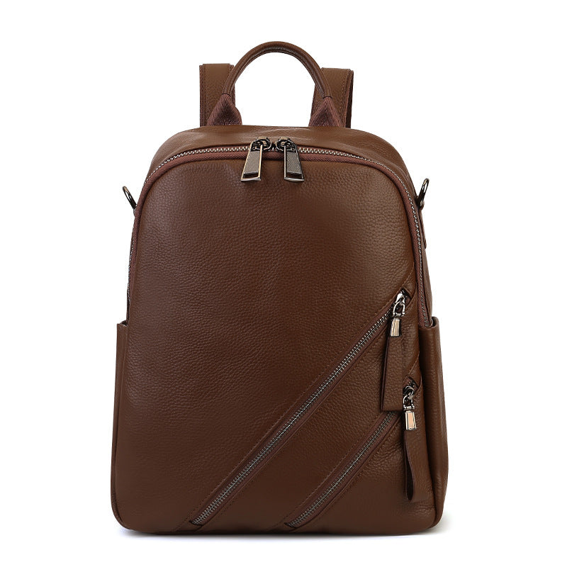 Suitable Vegetable Tanned Leather Backpack brown front view