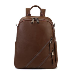 Suitable Vegetable Tanned Leather Backpack brown front view