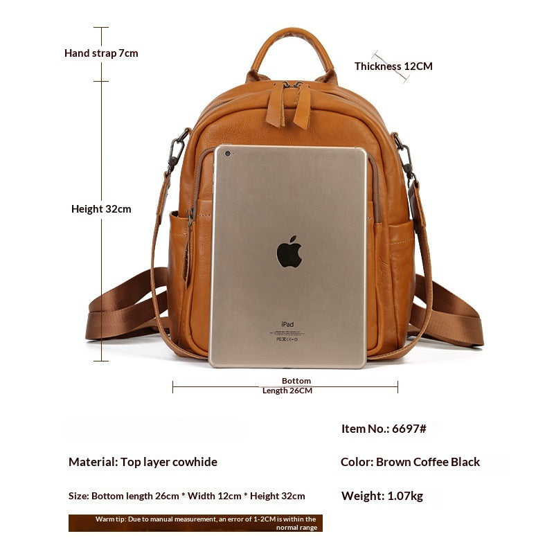 Made Vegetable Tanned Leather Backpack tan interior view