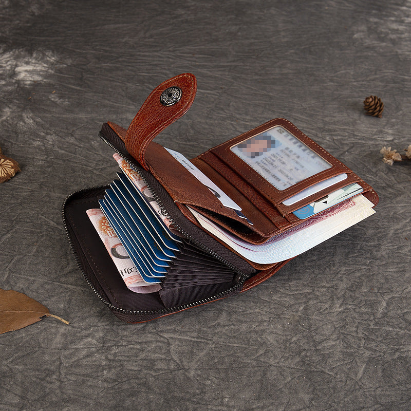Feel Vegetable Tanned Leather Card Holder brown side view