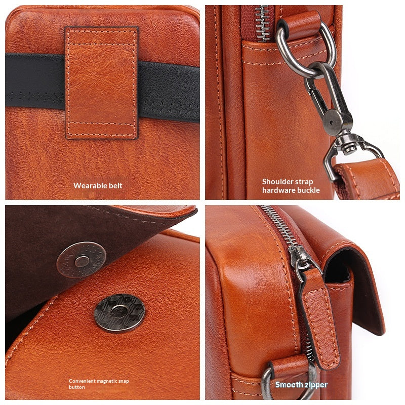 Phone Vegetable Tanned Leather Crossbody Bag orange interior view