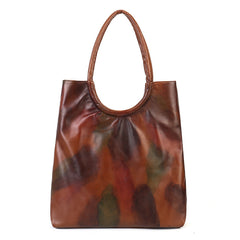 Handbags Vegetable Tanned Leather Tote Bag brown front view