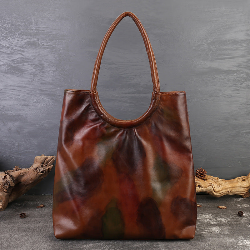 Handbags Vegetable Tanned Leather Tote Bag gray strap view