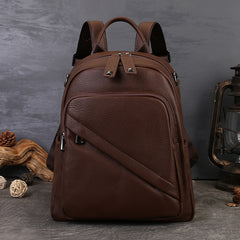 Punk Vegetable Tanned Leather Backpack brown side view