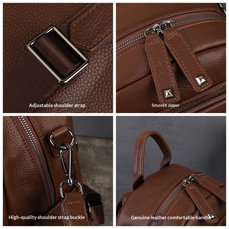 Punk Vegetable Tanned Leather Backpack brown interior view