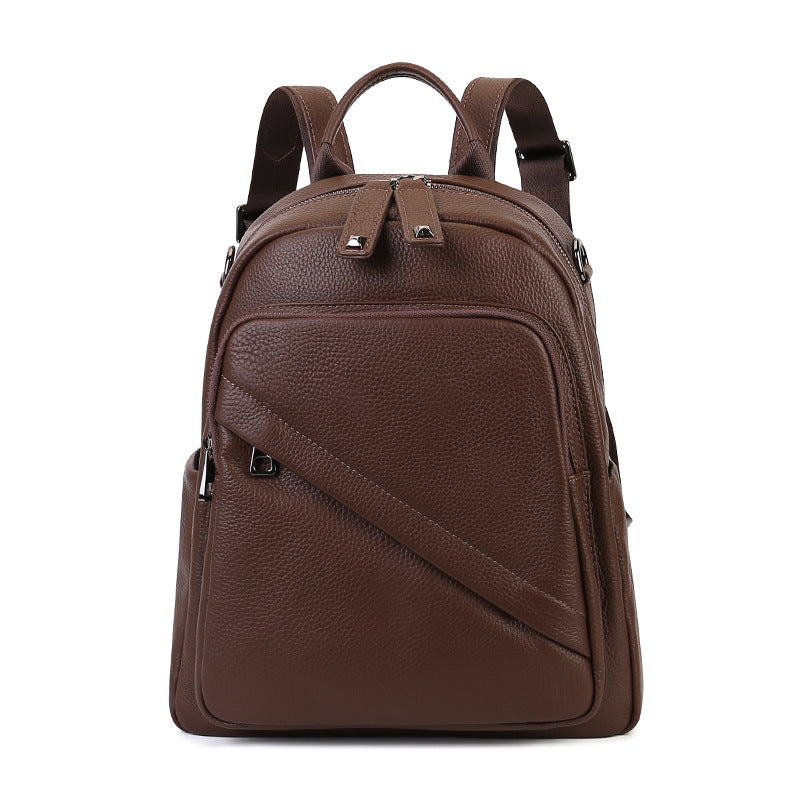 Punk Vegetable Tanned Leather Backpack brown front view