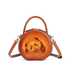 Original Design Vegetable Tanned Leather Crossbody Bag tan front view