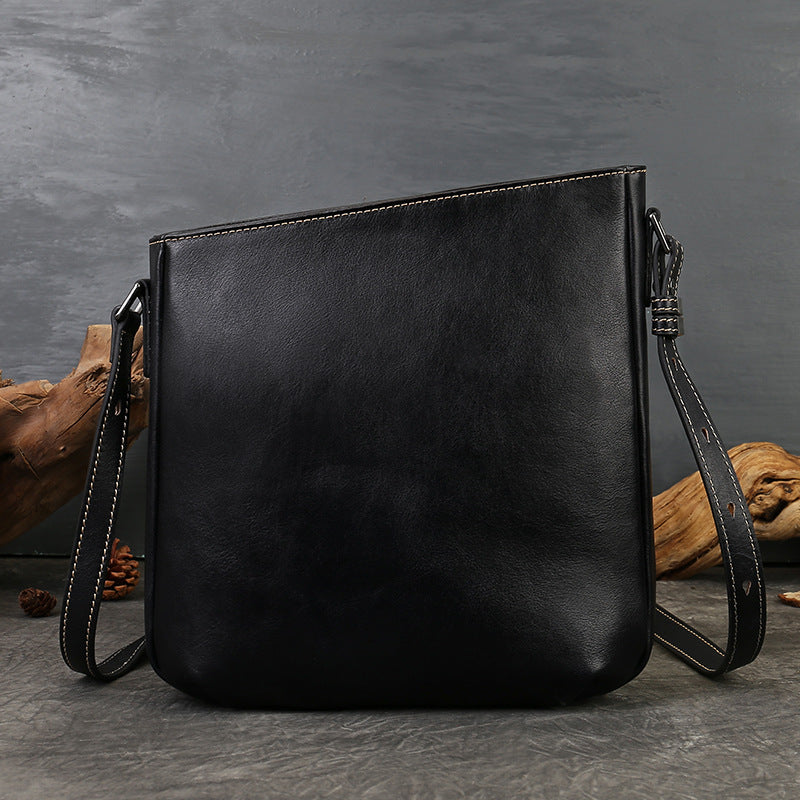 Versatile Vegetable Tanned Leather Crossbody Bag green back view