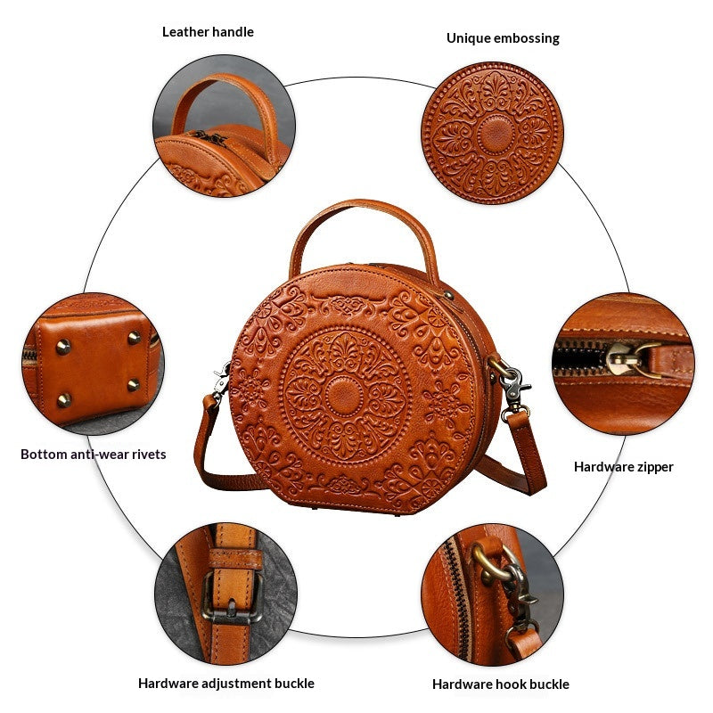 Small Vegetable Tanned Leather Crossbody Bag tan side view
