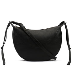 Crescent Vegetable Tanned Leather Shoulder Bag green front view
