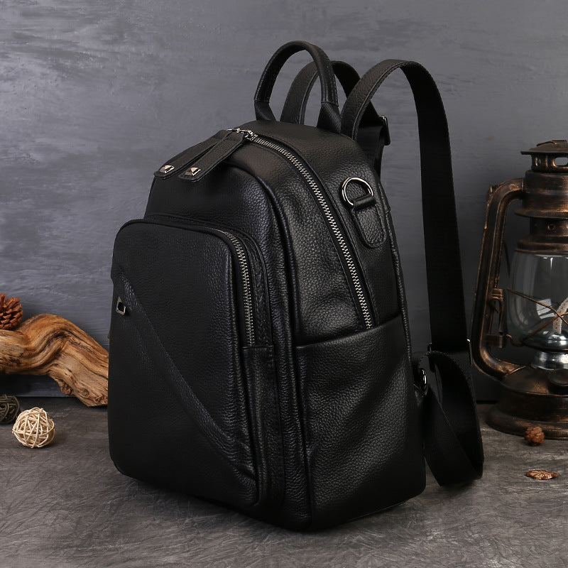 Punk Vegetable Tanned Leather Backpack green strap view