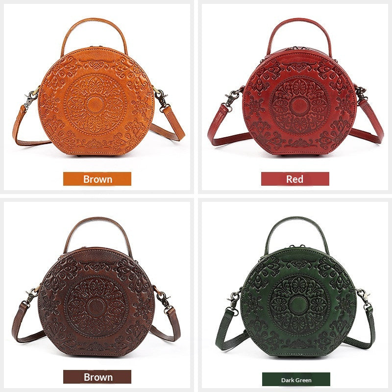 Small Vegetable Tanned Leather Crossbody Bag gray detail view