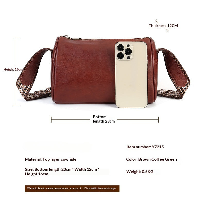 Artistic Vegetable Tanned Leather Crossbody Bag gray interior view