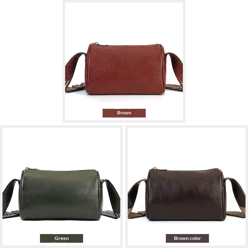 Artistic Vegetable Tanned Leather Crossbody Bag gray detail view