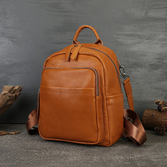 Made Vegetable Tanned Leather Backpack brown angled view