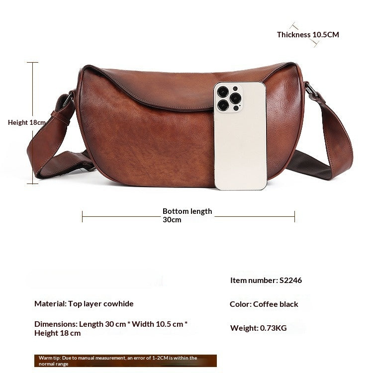 Quality Vegetable Tanned Leather Crossbody Bag gray interior view