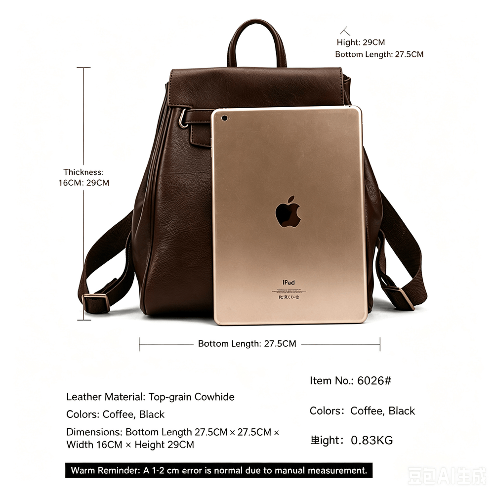 Casual Vegetable Tanned Leather Backpack gray lifestyle view