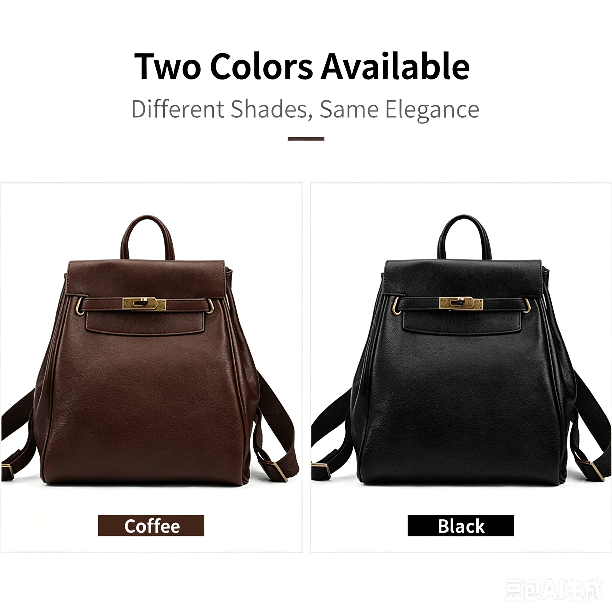Casual Vegetable Tanned Leather Backpack brown detail view