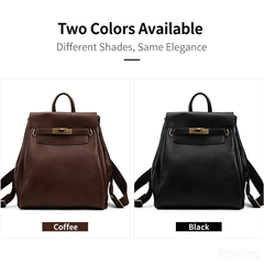 Casual Vegetable Tanned Leather Backpack brown detail view