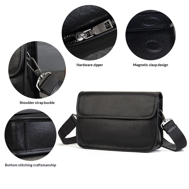 Business Vegetable Tanned Leather Crossbody Bag green side view