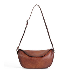 Quality Vegetable Tanned Leather Crossbody Bag gray front view