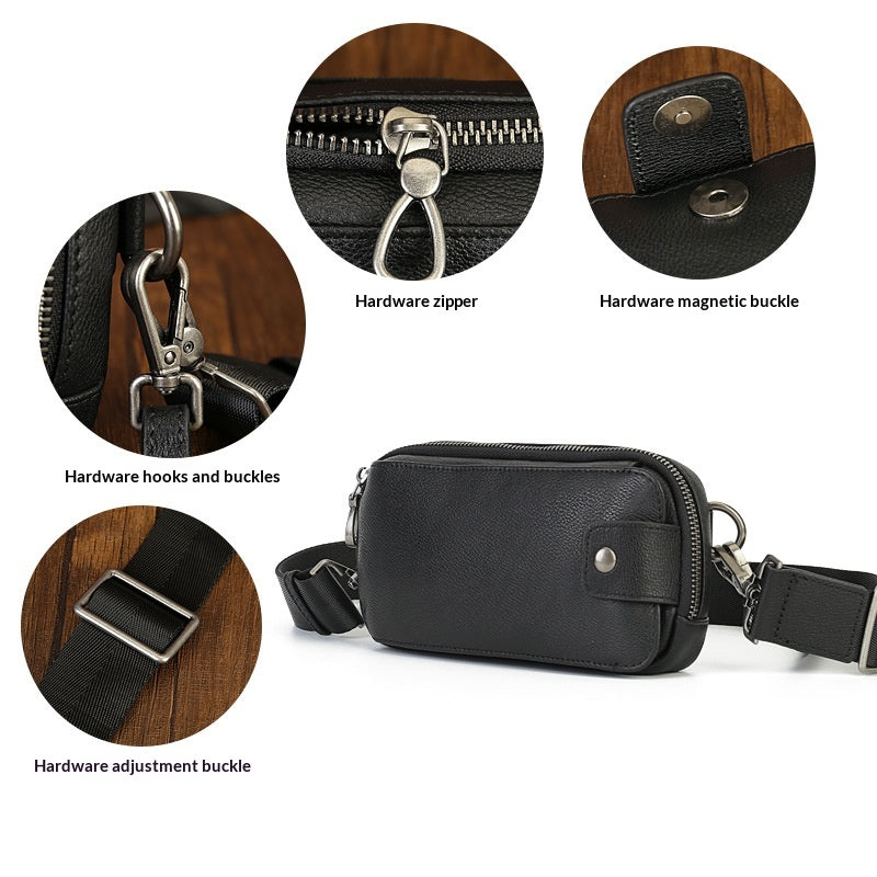 Casual Vegetable Tanned Leather Crossbody Bag brown angled view