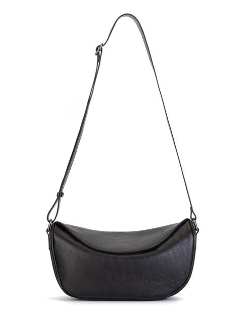 Quality Vegetable Tanned Leather Crossbody Bag gray strap view