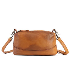 Pillow Vegetable Tanned Leather Shoulder Bag tan front view