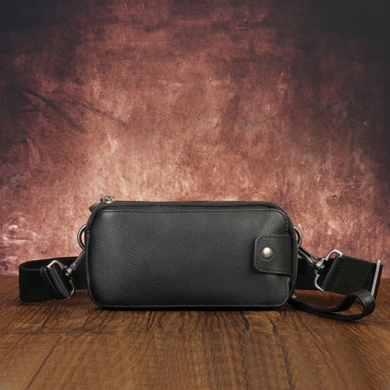 Casual Vegetable Tanned Leather Crossbody Bag brown strap view