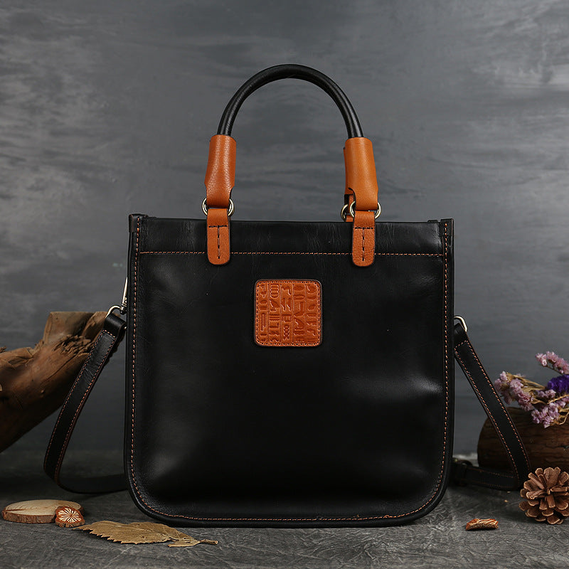 Zippered Vegetable Tanned Leather Crossbody Bag brown lifestyle view